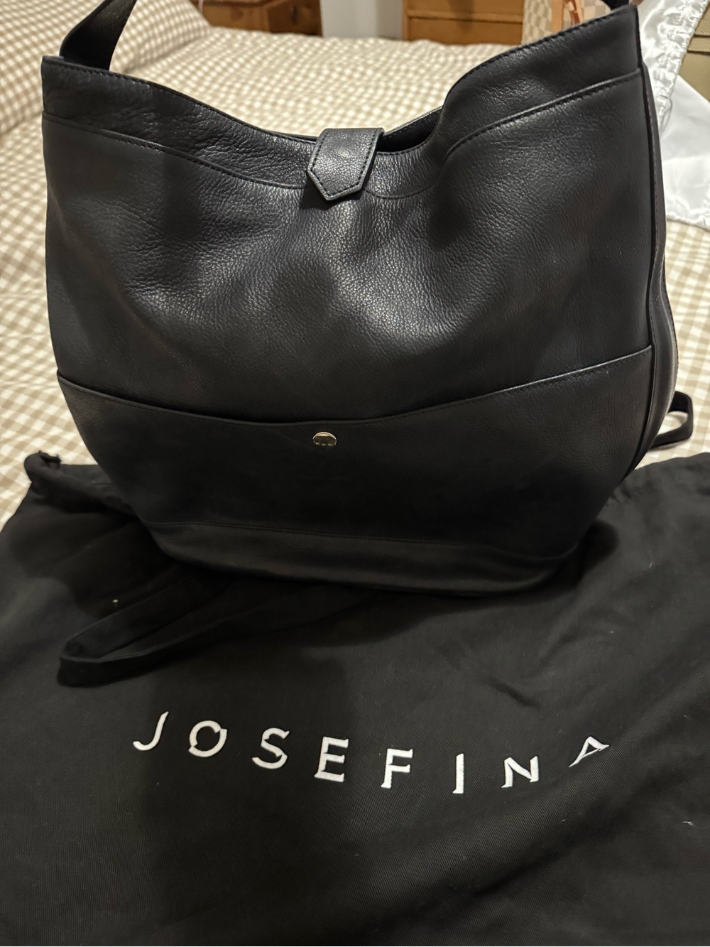 Josefina Black Leather Bucket Bag